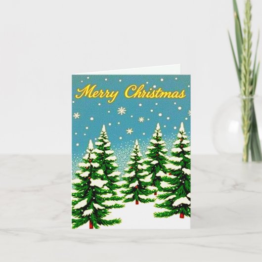 Carte de Noël de style rétro avec arbres (Devant)