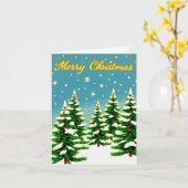 Carte de Noël de style rétro avec arbres (Fleur jaune)