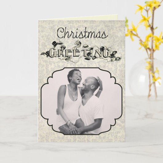 Carte de Noël de style vintage (Fleur jaune)