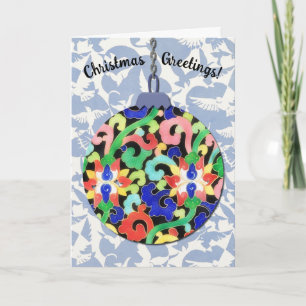Carte de Noël de style Vintage bleu