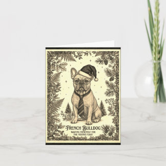 Carte de Noël de style vintage pour chien bouledog
