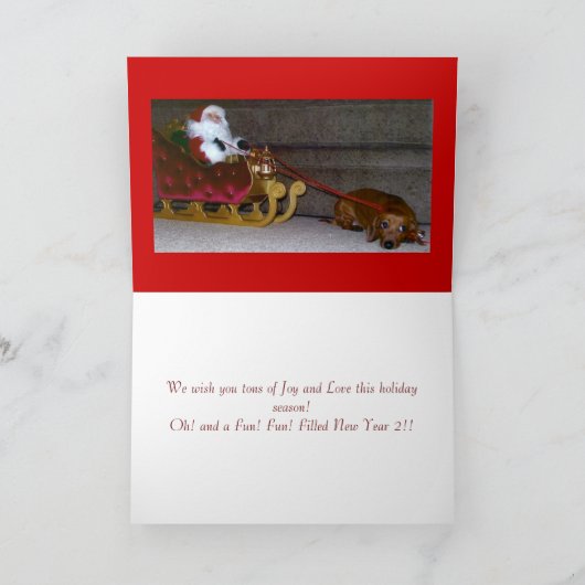 Carte de Noël de teckel (Intérieur)