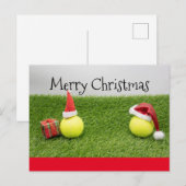 Carte de Noël de tennis avec chapeau de Père Noël  (Devant / Derrière)