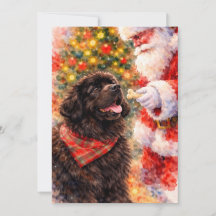 Carte de Noël de Terre-Neuve - Avec le Père Noël
