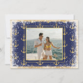 Carte de Noël de thème nautique or bleu (Devant)