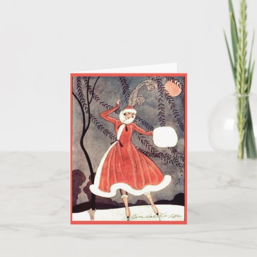 Carte de Noël de vacances de patinage sur glace de (Devant)