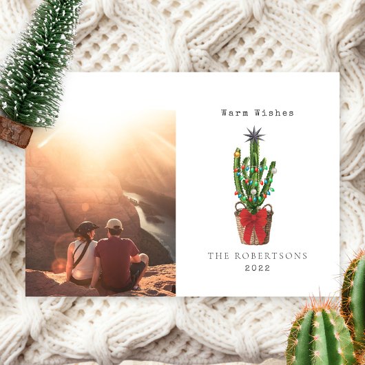 Carte de Noël de vacances de photo de cactus avec