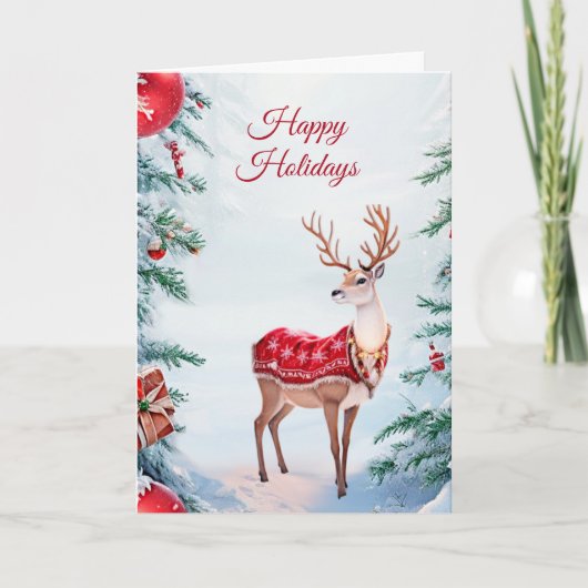 Carte de Noël de vacances de renne (Devant)