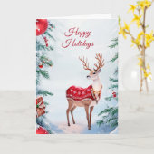 Carte de Noël de vacances de renne (Fleur jaune)