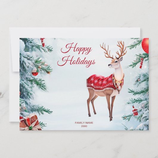 Carte de Noël de vacances de renne (Devant)