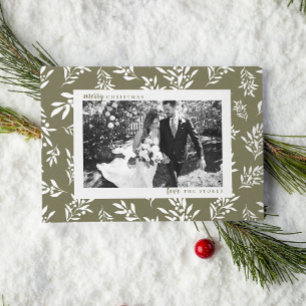 Carte de Noël de vacances de verdure simple