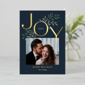 Carte de Noël de vacances en feuille métallisée Lu (Debout devant)