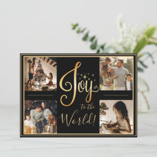 Carte de Noël de vacances en or photo Joie au Mond