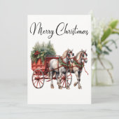 Carte de Noël de vacances Floral Carriage (Debout devant)