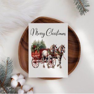Carte de Noël de vacances Floral Carriage