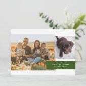 Carte de Noël de vacances Ribbon Deux photos (Debout devant)