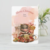 Carte de Noël de Vache mignonne Aquarelle (Debout devant)