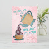 Carte de Noël de vendeur de thé de flocons de (Debout devant)