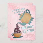 Carte de Noël de vendeur de thé de flocons de (Devant / Derrière)