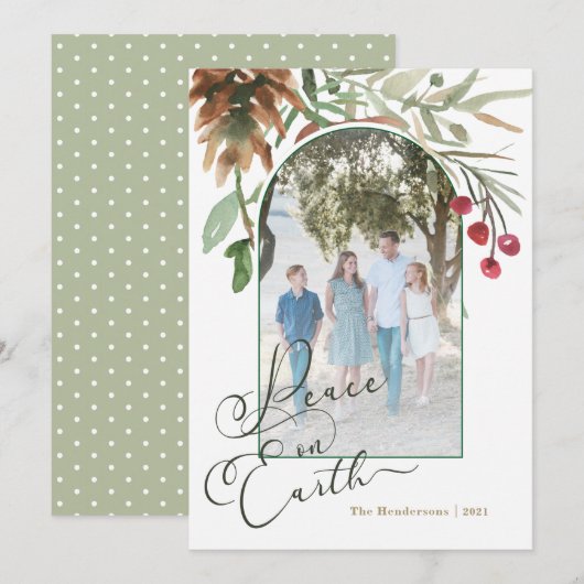 Carte de Noël de verdure de Paix sur Terre (Devant / Derrière)