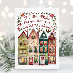 Carte de Noël de voisinage à l'aquarelle