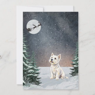 Carte de Noël de Westie d'hiver avec traîneau du P