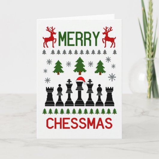 Carte de Noël d'échecs joyeux (Devant)
