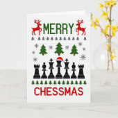 Carte de Noël d'échecs joyeux (Fleur jaune)