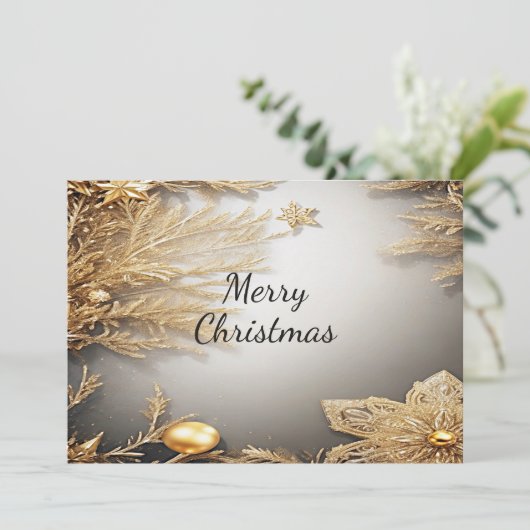 Carte de Noël décorative or unique (Debout devant)