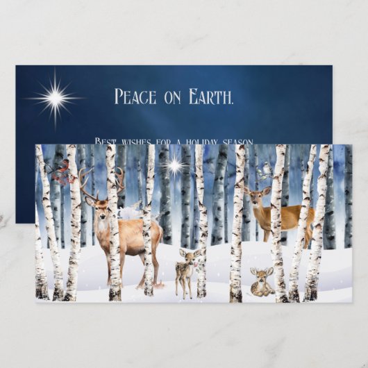 Carte de Noël Deer Family Winter Woods (Devant / Derrière)