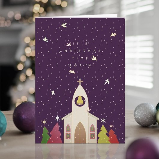 Carte de Noël d'église Temps de Noël