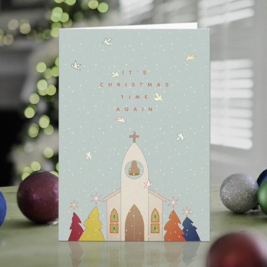 Carte de Noël d'église Temps de Noël