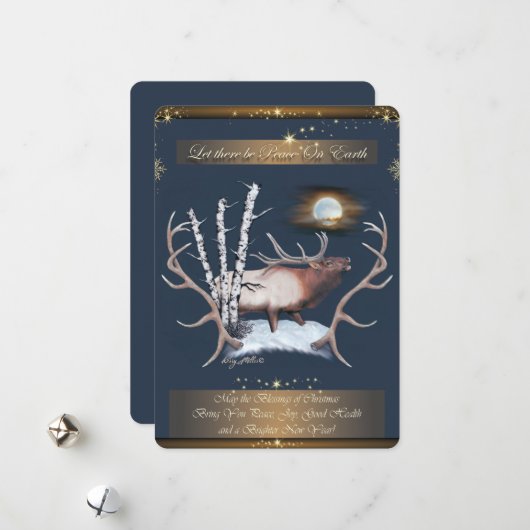 Carte de Noël d'élan mâle (Devant/Arrière en situation)