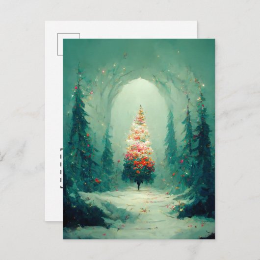 Carte de Noël d'entreprise avec arbre et logo (Devant / Derrière)