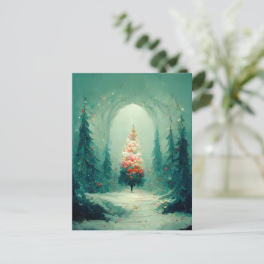 Carte de Noël d'entreprise avec arbre et logo (Debout devant)