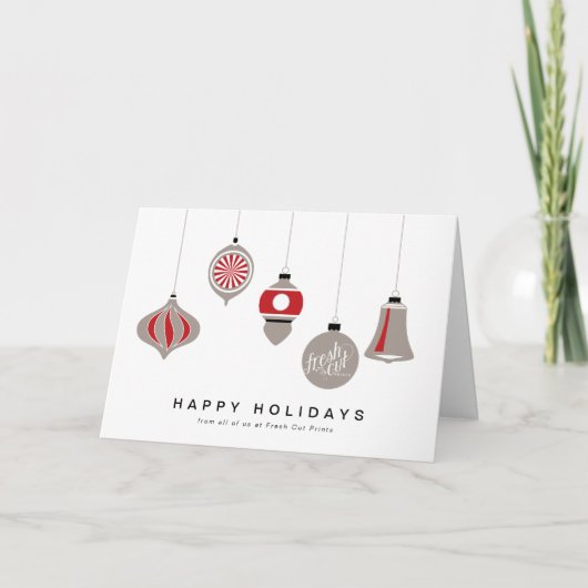 Carte de Noël d'entreprise avec ornements et logo (Devant)