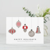 Carte de Noël d'entreprise avec ornements et logo (Debout devant)