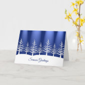 Carte de Noël d'entreprise avec scène d'hiver bleu (Fleur jaune)