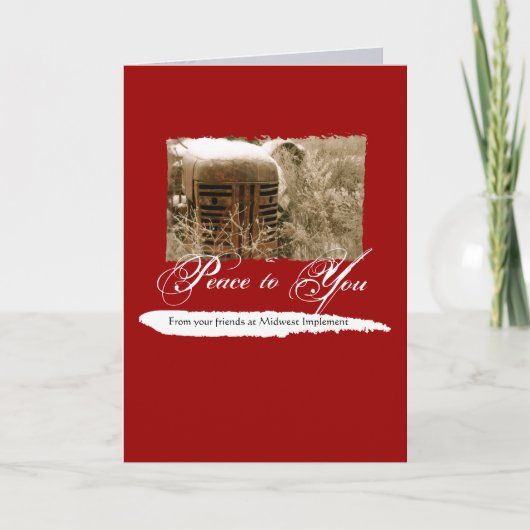 Carte de Noël d'entreprise avec vieux tracteur (Devant)