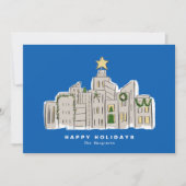 Carte de Noël d'entreprise Blue City Skyline (Devant)