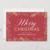 Carte de Noël d'entreprise Élégante Feuillage  (Devant)