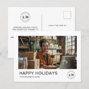 Carte de Noël d'entreprise minimaliste avec photo