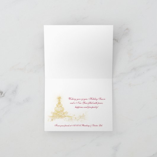 Carte de Noël d'entreprise Red, Gold Lighted Tree (Intérieur)