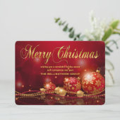Carte de Noël d'entreprise Red Gold Orament (Debout devant)