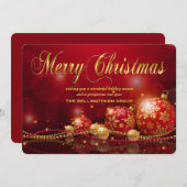 Carte de Noël d'entreprise Red Gold Orament (Devant / Derrière)