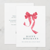 Carte de Noël d'entreprise Red Ribbon (Devant / Derrière)