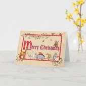 Carte de Noël des animaux médiévaux (Fleur jaune)