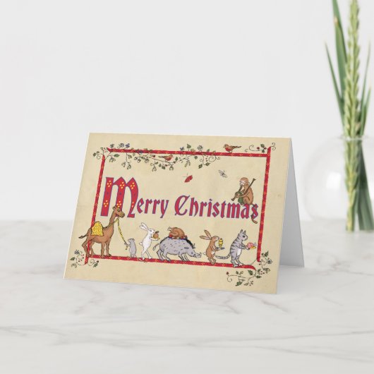 Carte de Noël des animaux médiévaux (Devant)
