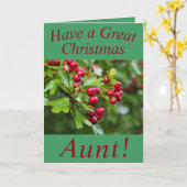 Carte de Noël des baies d'hiver pour la tante (Fleur jaune)