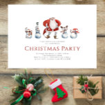 Carte de Noël des bonhomme de neige père Noël<br><div class="desc">Ajoutez-vous un nom de famille ou un nom de personne pour créer une invitation de fête de Noël mignonne, avec un père Noël aquarelle peint et quatre bonhomme de neige drôles sur un arrière - plan crémeux. si vous avez besoin d'aide avec ce design s'il vous plaît contactez-moi par l'intermédiaire...</div>